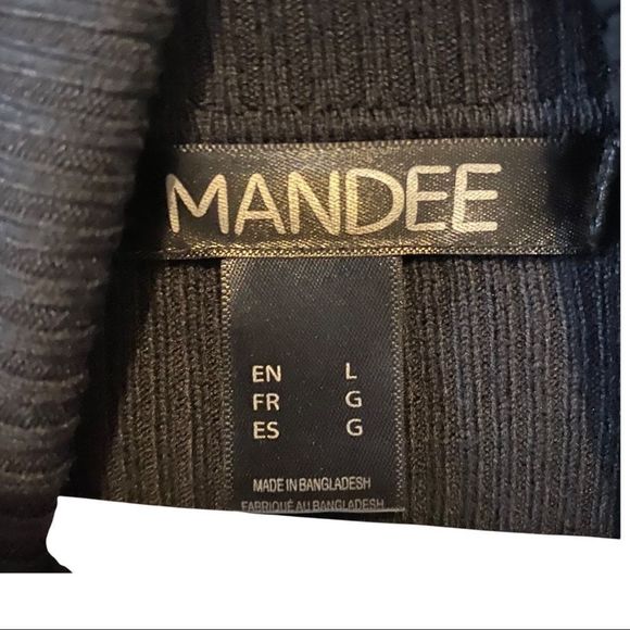 Mandee Long Sleeve Ribbed Black Turtleneck Sweater Size Large EUC - Picture 3 of 6